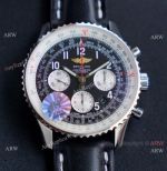 Swiss Replica Breitling Old Navitimer 7750 Watch Black Leather Strap